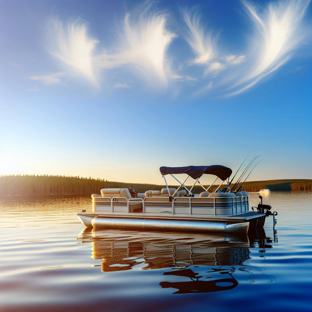 pontoon boat on a lake pontoon boat on a lake