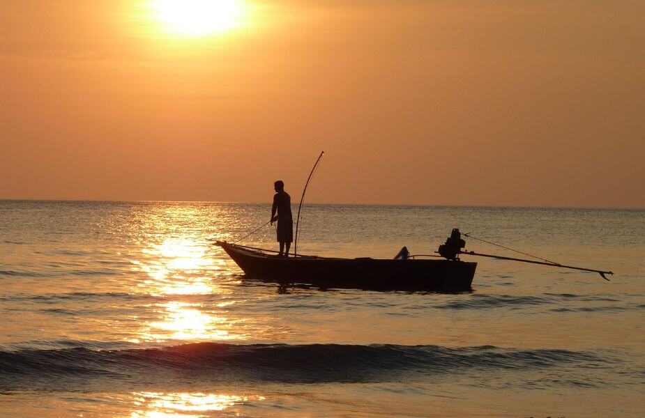 Fishing from a boat
